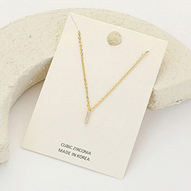 -I- CZ Stone Paved Initial Monogram Pendant Necklace