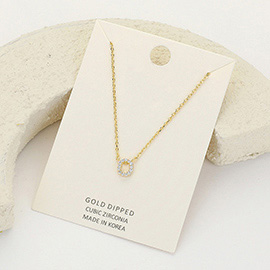 -O- CZ Stone Paved Initial Monogram Pendant Necklace