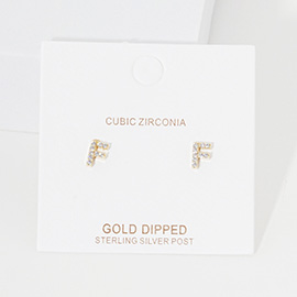 -F- Cubic Zirconia Initial Monogram Stud Earrings