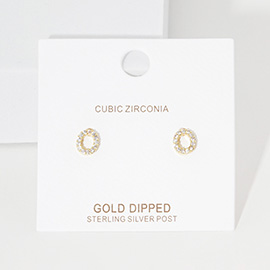 -O- Cubic Zirconia Initial Monogram Stud Earrings