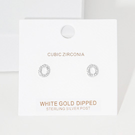 -O- Cubic Zirconia Initial Monogram Stud Earrings