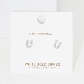 -U- Cubic Zirconia Initial Monogram Stud Earrings