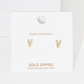 -V- Cubic Zirconia Initial Monogram Stud Earrings
