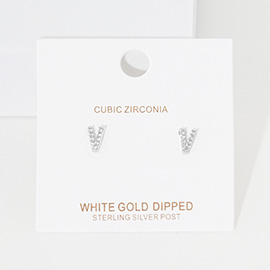 -V- Cubic Zirconia Initial Monogram Stud Earrings