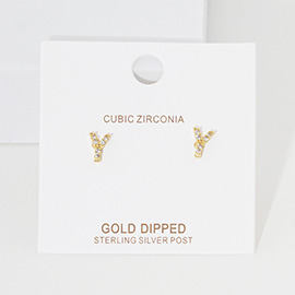 -Y- Cubic Zirconia Initial Monogram Stud Earrings
