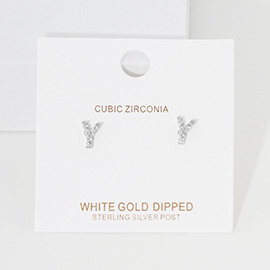 -Y- Cubic Zirconia Initial Initial Monogram Stud Earrings