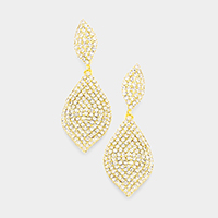 Rhinestone Pave Double Marquise Link Evening Earrings