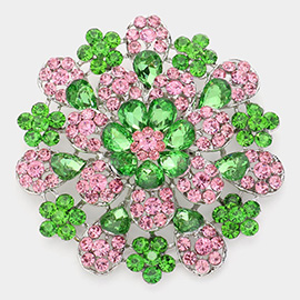 Oversized Flower Crystal Pave Pin Brooch