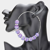 Oversized Shamballa Ball Hoop Earrings