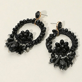 Flower Beaded Detail Statement Earrings