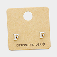 -F- Metal Initial Monogram Stud Earrings