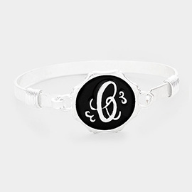 -C- Acrylic Initial Monogram Metal Disc Hook Bracelet
