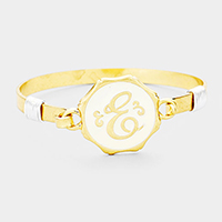 -E- Acrylic Initial Monogram Metal Disc Hook Bracelet