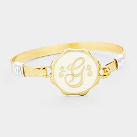 -G- Acrylic Initial Monogram Metal Disc Hook Bracelet