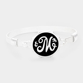 -M- Acrylic Initial Monogram Metal Disc Hook Bracelet