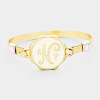 -N- Acrylic Initial Monogram Metal Disc Hook Bracelet