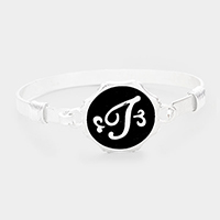 -T- Acrylic Initial Monogram Metal Disc Hook Bracelet