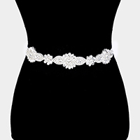 Floral Crystal Sash Ribbon Bridal Wedding Belt / Headband