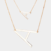 -A- Initial Monogram 2Row Strand Double Detachable Chain Necklace