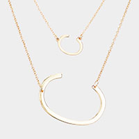 -C- Initial Monogram 2Row Strand Double Detachable Chain Necklace