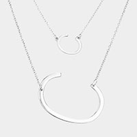 -C- Initial Monogram 2Row Strand Double Detachable Chain Necklace