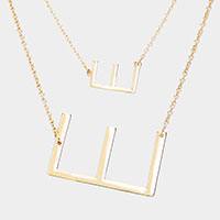 -E- Initial Monogram 2Row Strand Double Detachable Chain Necklace