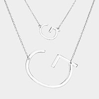 -G- Initial Monogram 2Row Strand Double Detachable Chain Necklace