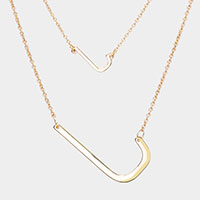 -J- Initial Monogram 2Row Strand Double Detachable Chain Necklace