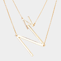 -N- Initial Monogram 2Row Strand Double Detachable Chain Necklace
