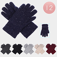 12PCS - Faux Fur Glitter Knitted Gloves