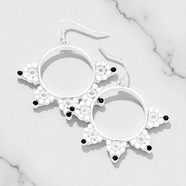 Crystal Embellished Ethnic Patterned Metal Earrings