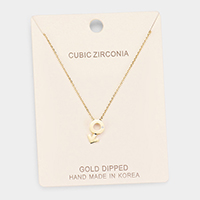 Gold Dipped Cubic Zirconia Female Astrological Sign Pendant Necklace