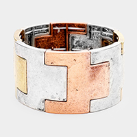 Antique Geometric Metal Stretch Bracelet