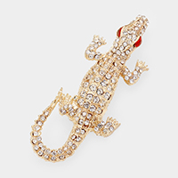 Crystal Rhinestone Pave Crocodile/Alligator Pin Brooch