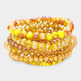 9PCS - Faceted Bead Stretch Bracelets