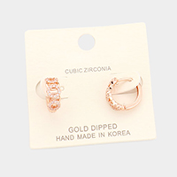 Gold Dipped Cubic Zirconia Multi Round Huggie Earrings