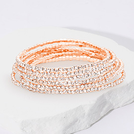 6PCS - Rhinestone Multi Layered Stretch Evening Bracelets