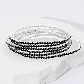 6PCS - Rhinestone Multi Layered Stretch Evening Bracelets