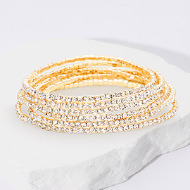 6PCS - Rhinestone Multi Layered Stretch Evening Bracelets