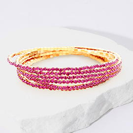 6PCS - Rhinestone Multi Layered Stretch Evening Bracelets