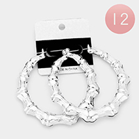 12Pairs - Metal Bamboo Pin Catch Earrings