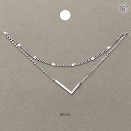 -L- Initial Monogram Brass Metal Necklace
