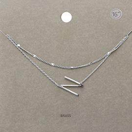 -N- Initial Monogram Brass Metal Necklace