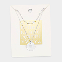 -H- Initial Monogram Round Metal Pendant Necklace