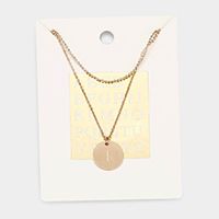 -I- Initial Monogram Round Metal Pendant Necklace