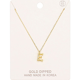 -E- Gold Dipped Initial Monogram Metal Pendant Necklace