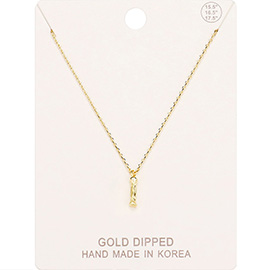 -I- Gold Dipped Initial Monogram Metal Pendant Necklace
