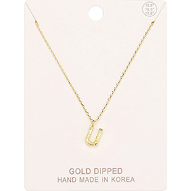 -U- Gold Dipped Initial Monogram Metal Pendant Necklace