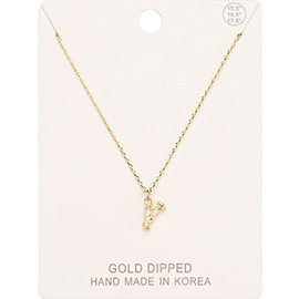 -Y- Gold Dipped Initial Monogram Metal Pendant Necklace