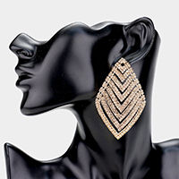 Rhinestone V-Shape Rhombus Evening Earrings